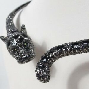 BETSEY JOHNSON Pavé Jaguar Hinged Collar Necklace NWT